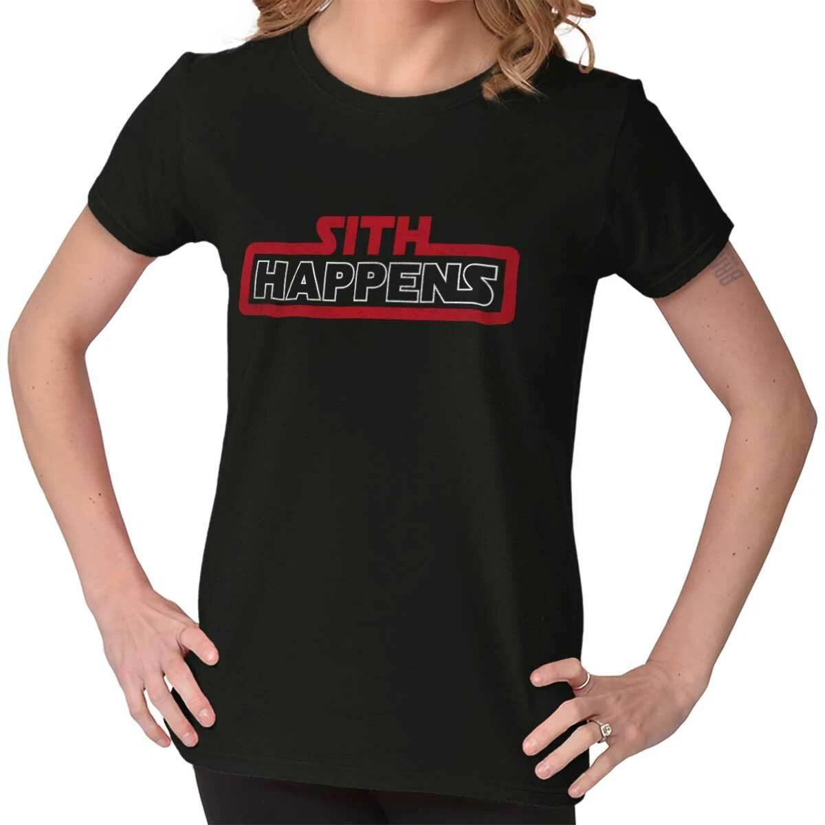 

Funny Space Movie Villain Humor Sith Happens Womens Top Junior Graphic Tee 3XL
