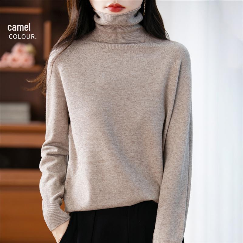 Women's Velvet Long Sleeve Knitwear: Versatile Plus Size High Neck Lapel Sweater for Autumn & Winter