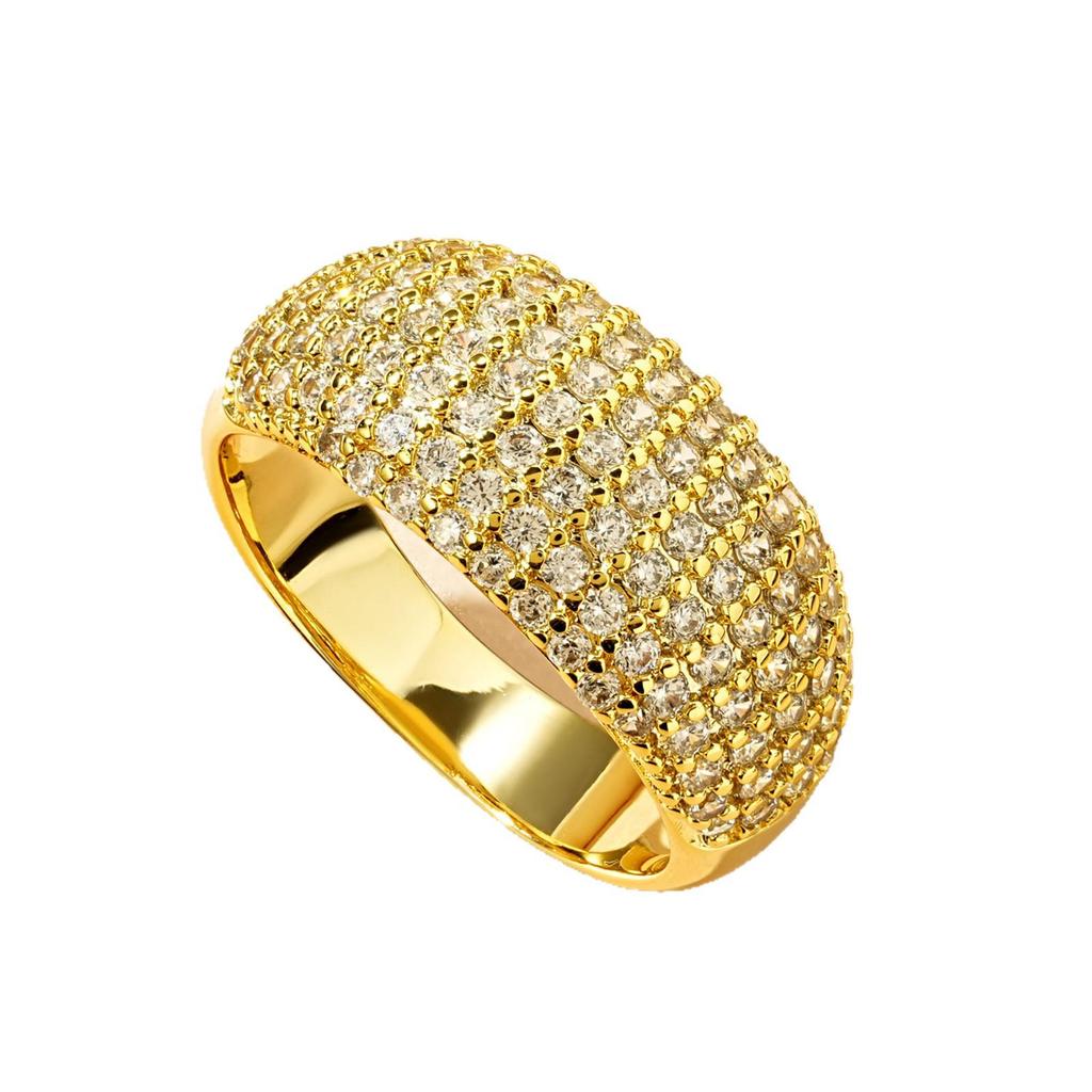 Women's Wide Band Micro-Paved Zircon Ring - Fashionable, Luxurious, Trending Statement Jewelry