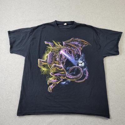 Drachenshirt Herren 2XL XXL Vtg 90er Fantasy Mittelalter Gothic Renaissance Burg