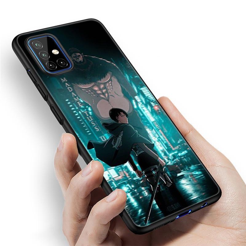 Husa Anime atac pe Titan pentru Samsung Galaxy A12 A02S A22 A32 A52 A72 A71 A51 A41 A31 A21 A11 A50 A70 A10S A20S Husa neagra