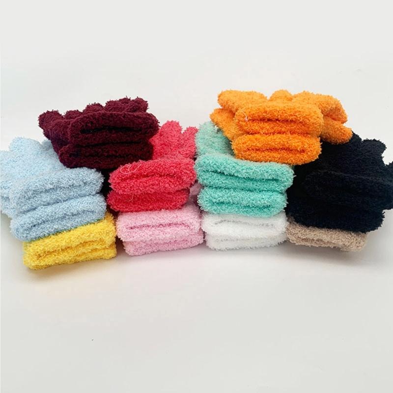 Winter Warm Gloves Stretchy Mittens Adult Coral Velvet Solid Color Full Finger Gloves Skiing Gloves for Cold Weather