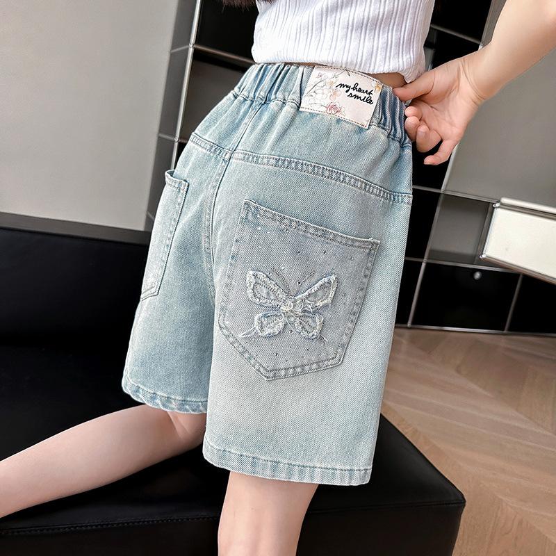 

Модные и универсальные джинсовые шорты для девочек на лето, джинсовая штамповочная технология и трендовые шорты 175 синий