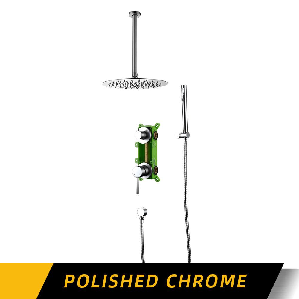 

8-16 дюймовый смеситель для душа из оружейной стали, встраиваемый в коробку, потолочный кронштейн, настенный смеситель для ванной комнаты с разделением горячей и холодной воды, встроенный переключатель 8 inch