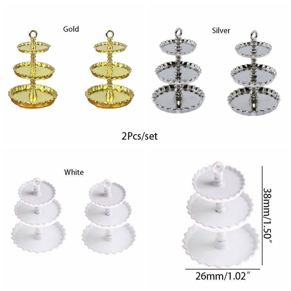Three-layer Mini Dessert Cake Stand Non-toxic Dollhouse Model Cake Stand Miniatures  Birthday Gift