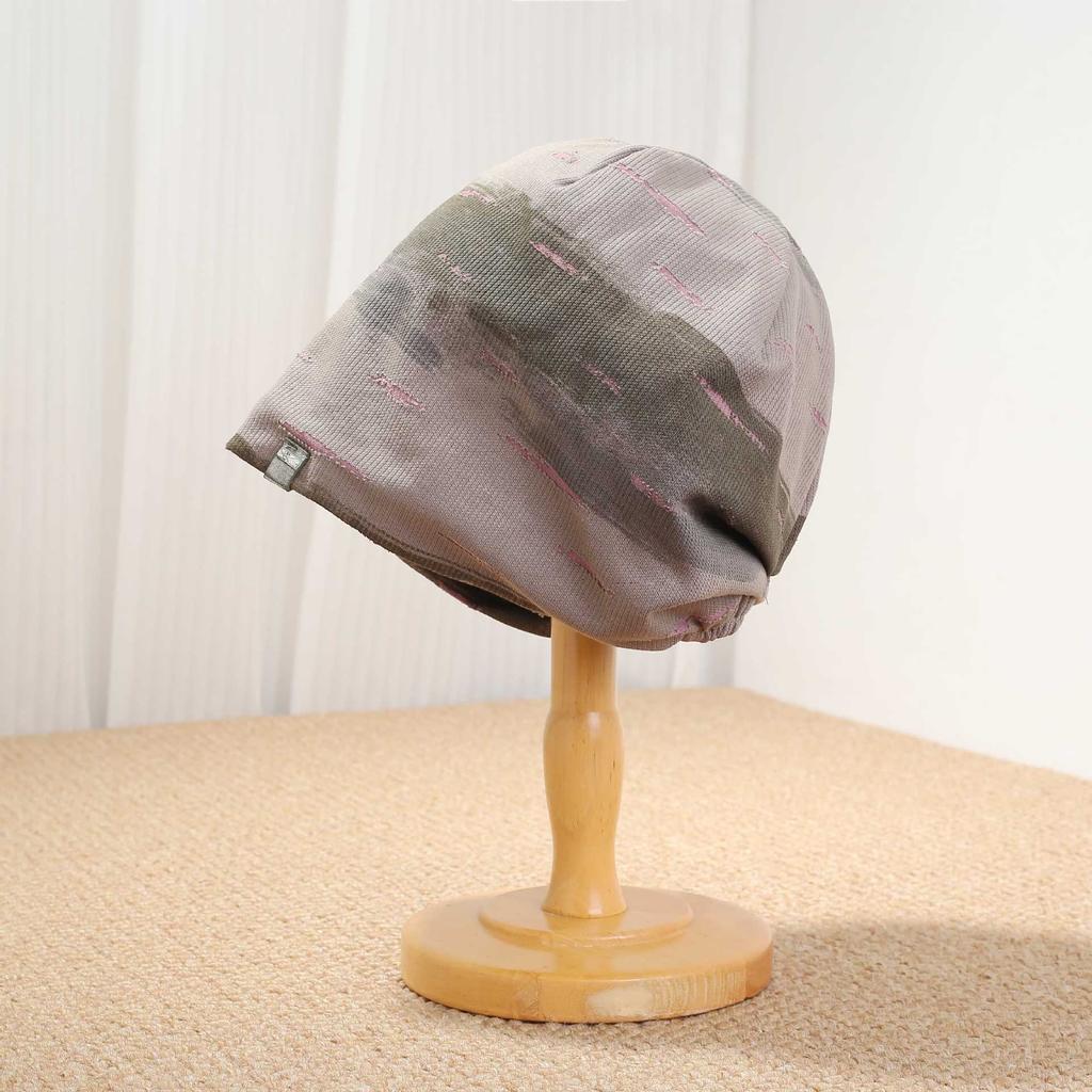 Lazy wind loose hole pullover hat children's season thin confinement hat big head circumference knitted stack hat cold hat