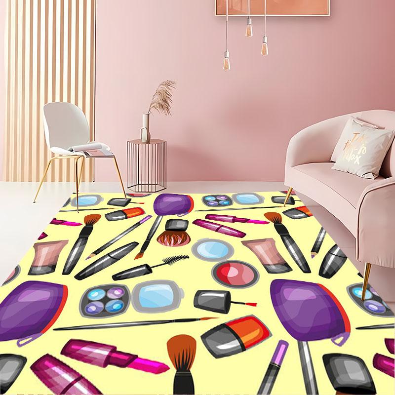Cartoon Make Up Cosmetics Carpets for Home Living Room  Adults Bedroom Cloakroom Sofa Doormat Kitchen Floor Rugs Anti-slip Decor