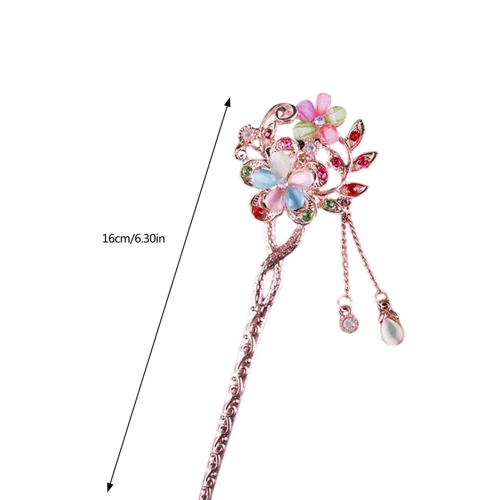 Elegant Silver Hair Stick with Crystal Filigree Buyao for Women Girl Buyao for Traditional Headpieces Hair Jewelry