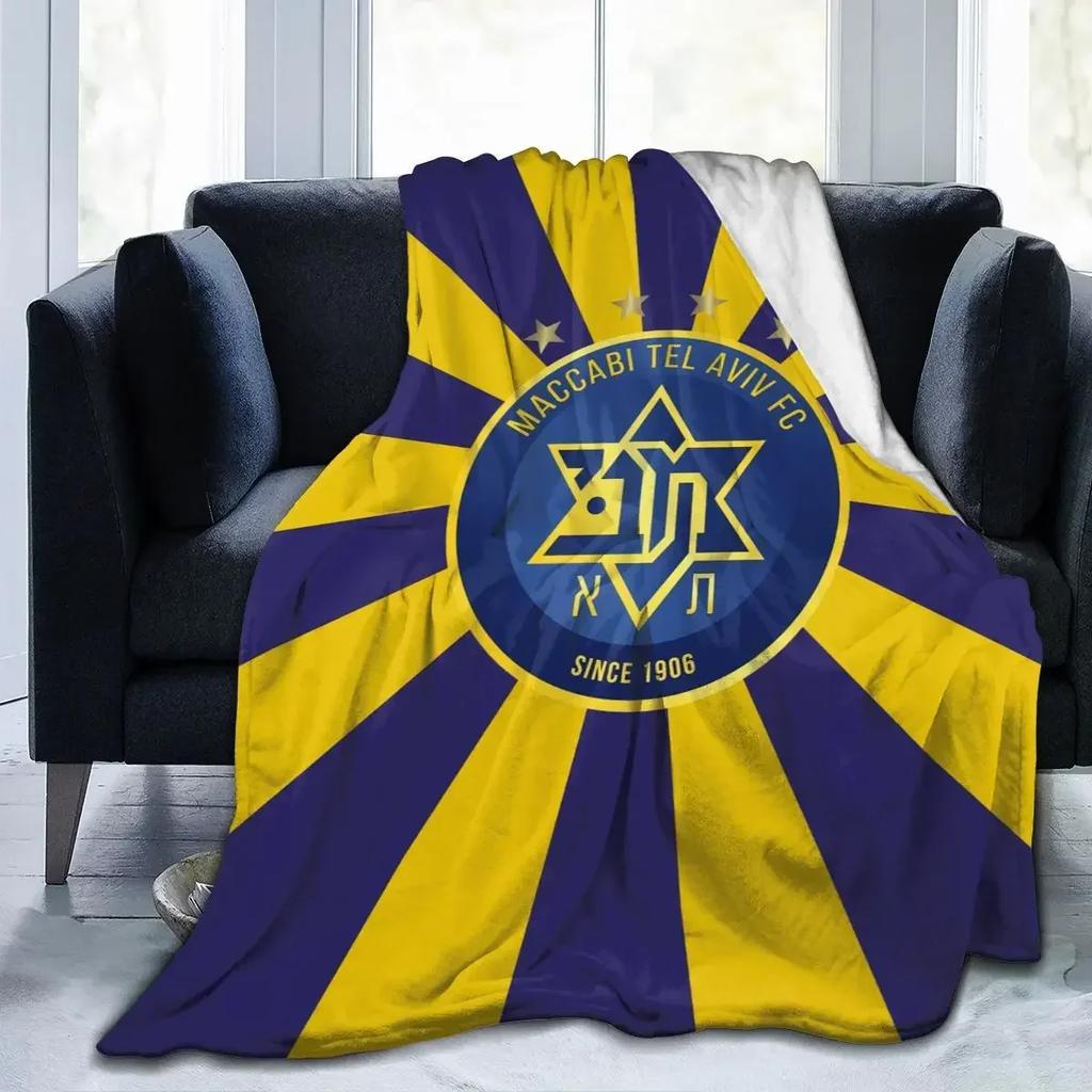 Plaid Polaire Toutes Saisons Maccabi Tel Aviv Ultra Doux en Flanelle Imprimé Numérique Premium Microfibre Polaire Moelleuse