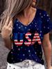 American Flag 3d Print T-shirt Women Fashion V-Neck T-shirts Short Sleeve Tops Tees Loose Casual Tees Vintage Camisetas USA Flag