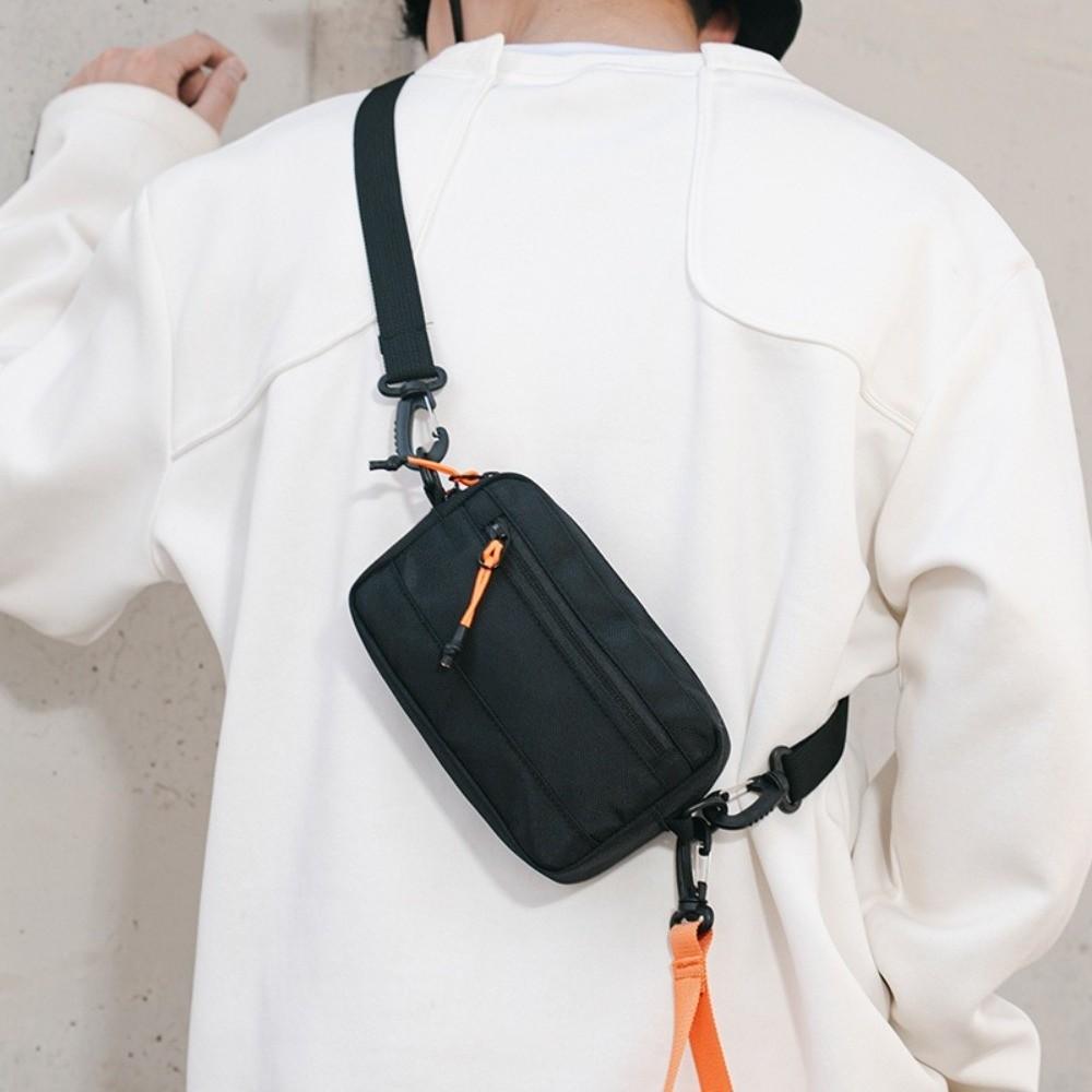 

Lightweight Nylon Crossbody Bag Adjustable Messenger Bag All-match Single Shoulder Bag Men помаранчевий/чорний