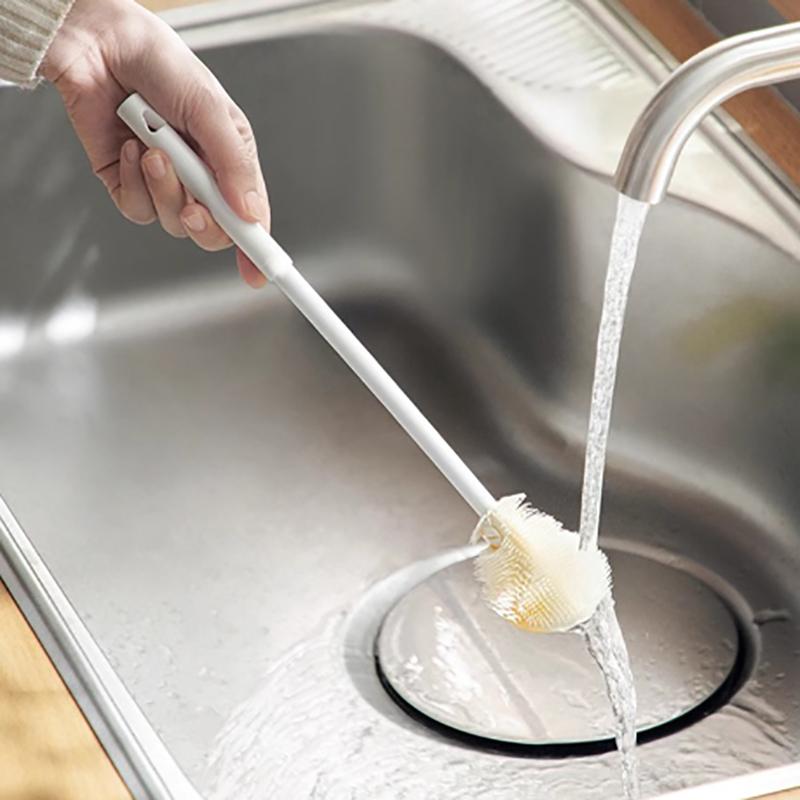 Cup Cleaning Brush Long Handle Bottle Cleaning Silicone Milk Bottle Wineglass Cups Cleaner Household Glass Coffee Mug Teapot Bru
