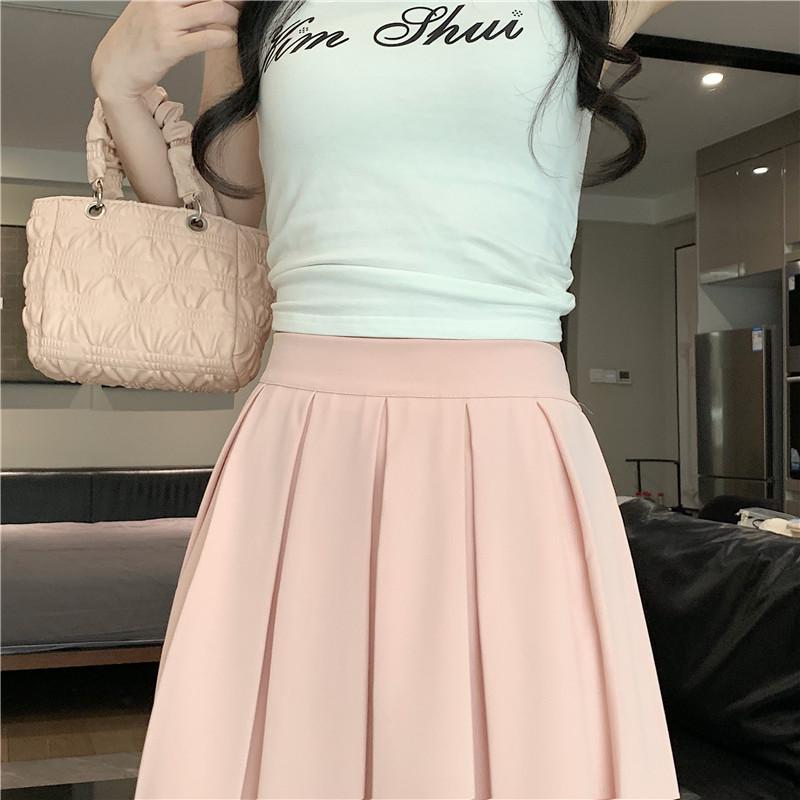 Chic Summer Pleated A-Line Skirt - Plus Size, Age-Reducing, Solid Color, Mid-Length