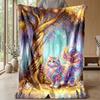 Rainbow Cat Fantasy 3 Theme Blanket Lightweight Warm Flannel Blanket Decorative Throw Blanket for Home Decoration
