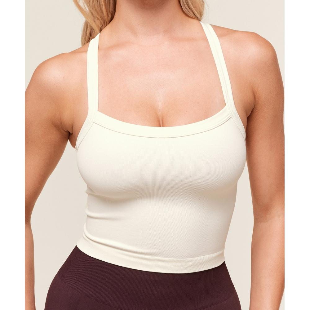 Gymshark Everyday Seamless Ribbed Midi Top Soft White B4c3l Wcmy