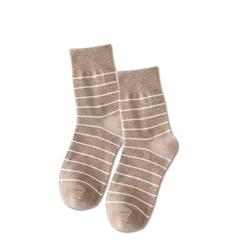 Damskie Wiosenne i Jesienne Nowe Klasyczne Paski Styl College Oddychające Bawełniane Skarpety