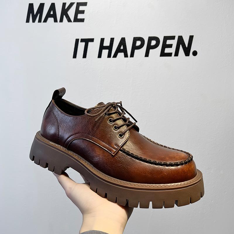 Lederschuhe Herren Plateau Britischer Stil Trend Businesskleid Herrenschuhe Casual Herren Lederschuhe Schuhe mit großem Kopf 76119-A