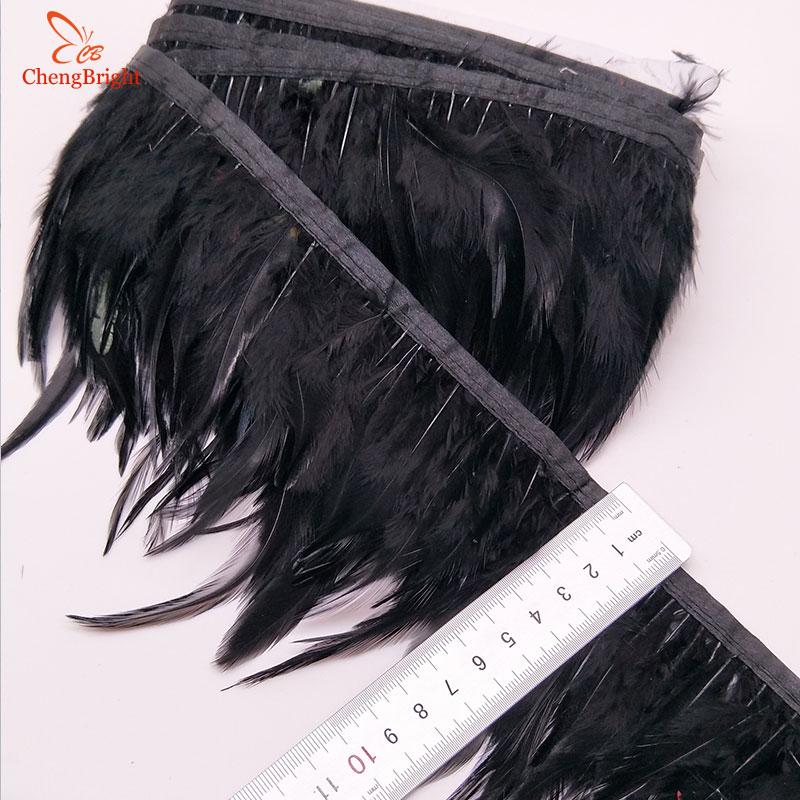 Chengbright  10yards Chicken Cock Feathers Trim Cloth Sideband Chicken Pheasant Feather Trims Clothing Wedding Feather Ribbon A