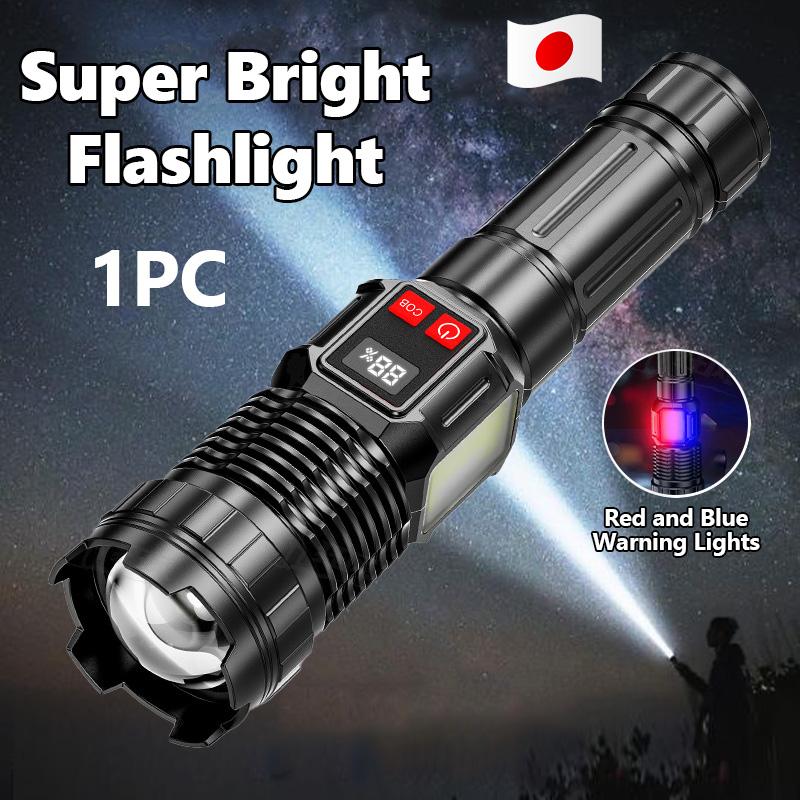 10000Lumens Super Bright Long Range LED Flashlight Outdoor Waterproof Flashlight Camping Lantern Torch Zoom Flashlight High Power Led Flashlight