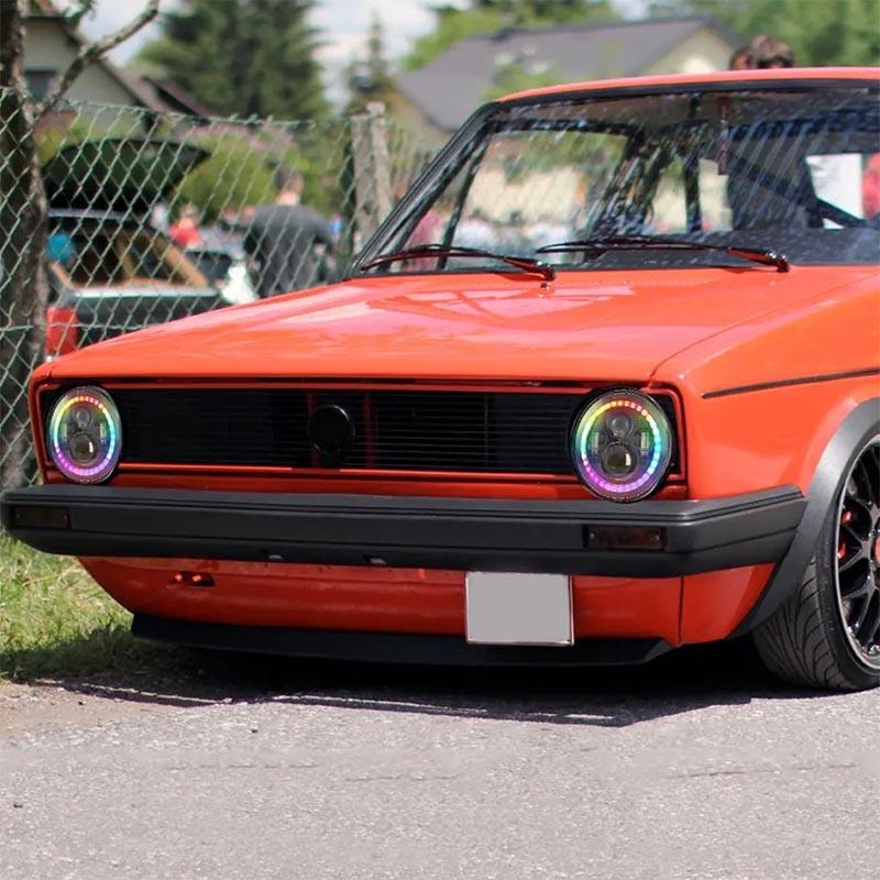 Left + Right RGB 80MM LED Angel Eye Lights Halo Rings APP Control Headlight DRL