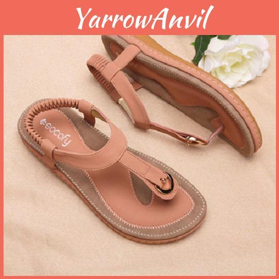 Stilvolle Socofy Damen Elastische Zehensteg-Flachsandalen für den Strand mit Hochwertigem Silikon