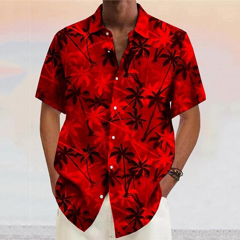 Camisa Tropical de Palmeras de Coco para Hombre Verano Camisa Hawaiana Camisa Aloha Manga Corta Diseñador de Moda