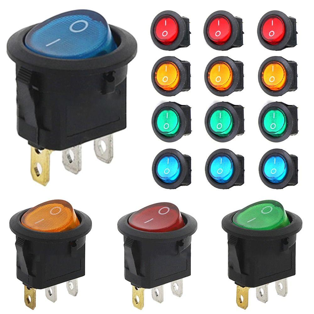 Round Rocker Plug DIY Light Switch Car Button Lights Power Switch Switches