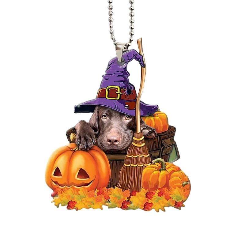 Halloween Pumpkin Cat And Dog Car Hanging Decoration For Home Acrylic Material Cartoon Style In 10 Colors) Perfect For Cross-border Export