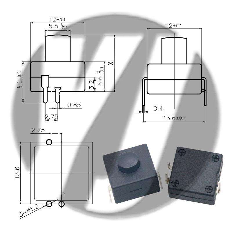 12x12 LED Flashlight Desk Lamp with Self-Locking Power Switch