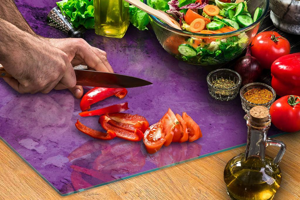 TAGLIERE IN VETRO 52x30 VIOLA