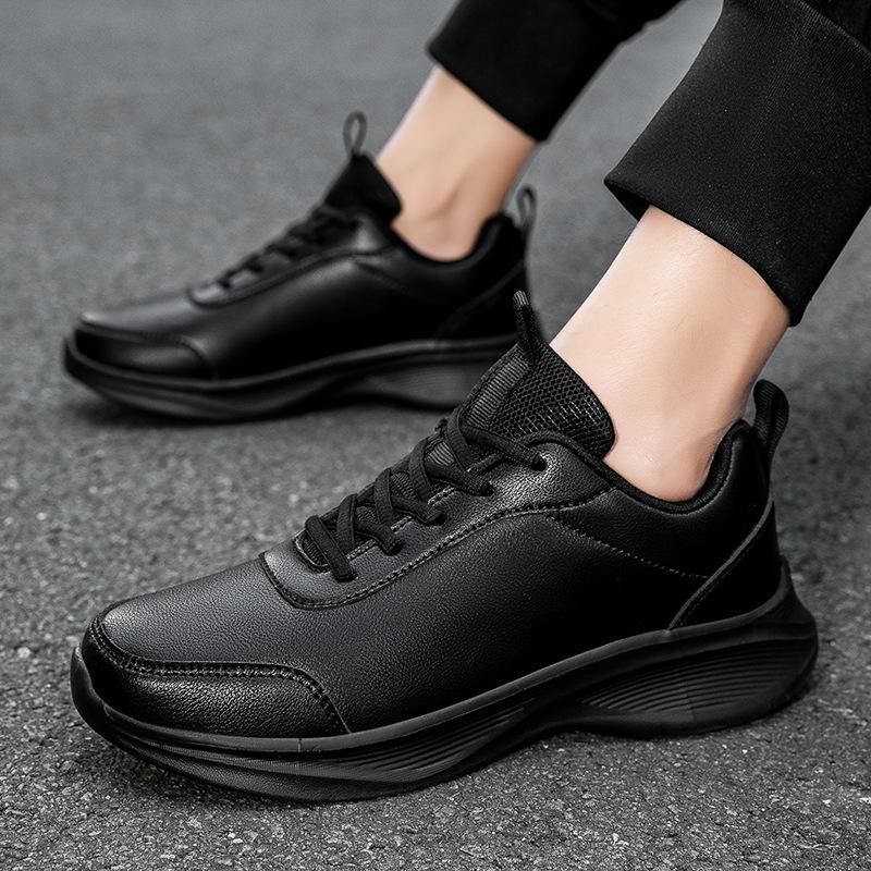 Men's shoes autumn and winter black leather sneakers men's lightweight outdoor couple casual running travel shoes