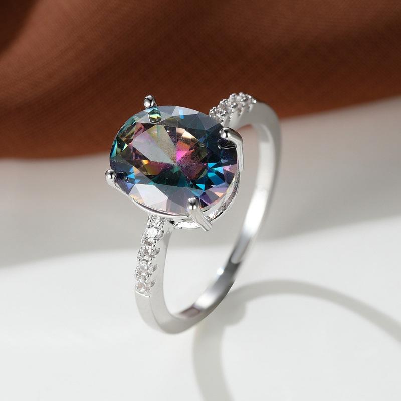 Wish European and American jewelry popular four-claw zircon diamond simple personalized ring ring no. 6