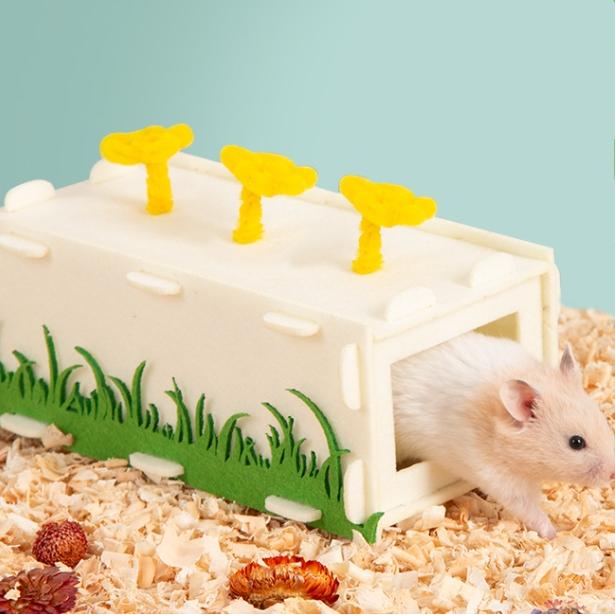 Removable Felt Flower Tunnel Hide Nest Hamster Passage Sugar Glider Hamster Golden Bear Pet Toy Indoor Small Pets Supplies