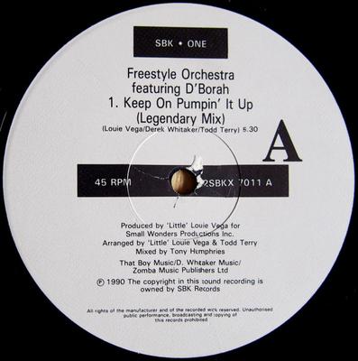 12inch Record FREESTYLE ORCHESTRA, D'BORAH - Keep On Pumpin' It Up 12SBKX7011 SBK ONE 1990 UK Dance & Electronica Used