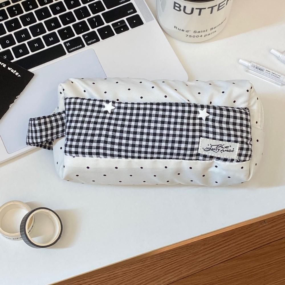 Polka Dot Star Korean Stationery Bag Makeup Bag Pen Storage Bag Handheld Pencil Bag School Office