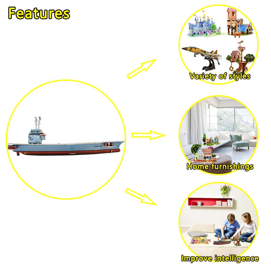 Aircraft Carrier 3D DIY Paper Puzzle for Kids Model Ships Assembly Jigsaw Puzzle Building Kit Educational Toys for Children Gift
