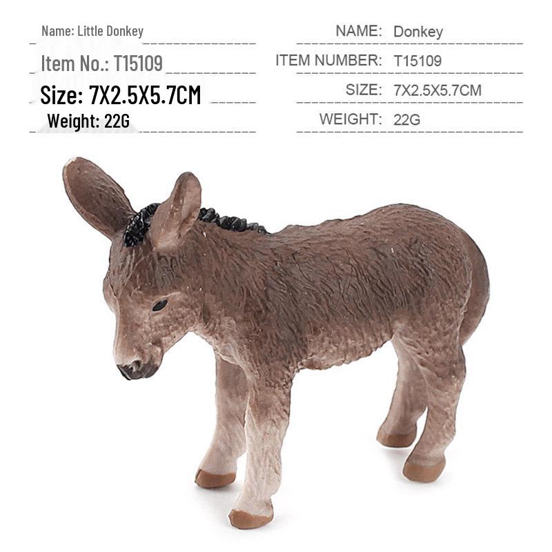 Mini Gray Donkey Model Toy for Early Childhood Education