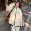 Winter Outdoor Windproof Thickened Cotton Jacket for Women, Double-sided Unisex Couple Style Coat with Baby's Breath