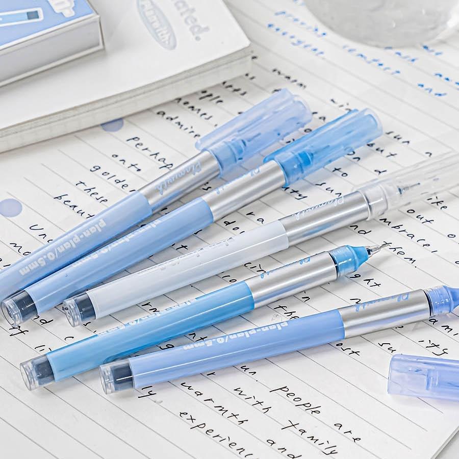 5pcs Endorse Series Gel Pens Set Gradient Color 0.5mm Ballpoint Quick Dry Black Ink for Daily Writing Office