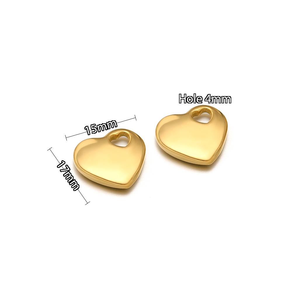 5pcs Stainless Steel New Fashion Three-dimensional Heart Charms Pendants PVD Gold Plated Necklace Homemade Bracelet DIY Jewelry