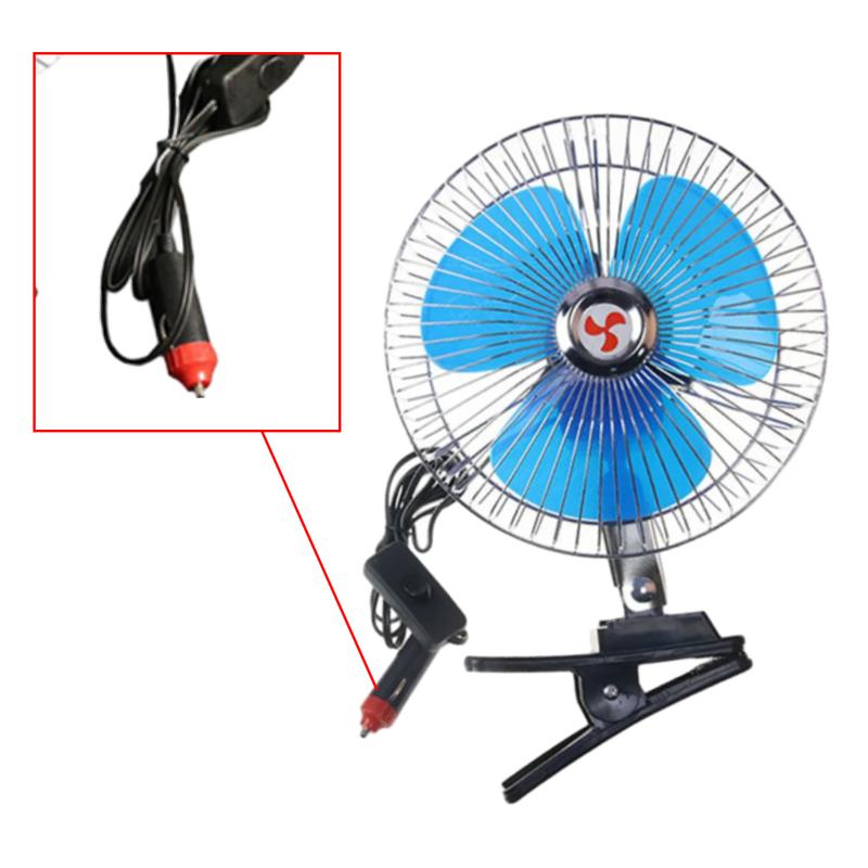 8 Inch 12/24V Vehicle Car Clip-on Air Fan Oscillating Portable Auto Fan for Car Truck Air Cooler Fan Strong Wind