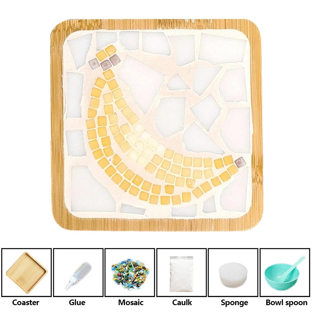 Heat-resistant Cup Mat Fruit/Animals Mosaic Coasters Handmade DIY Bamboo Mica Pad Creation Handicraft