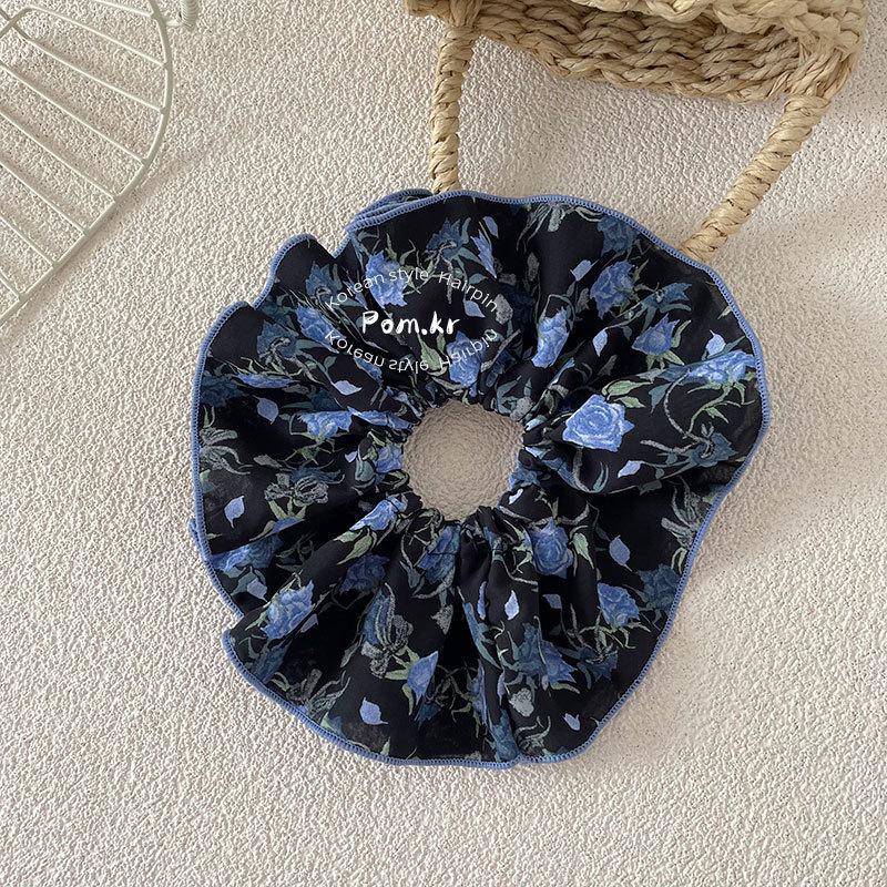 Spring 2025 Korean Floral Scrunchie for Girls - High Elasticity Bun Hair Tie