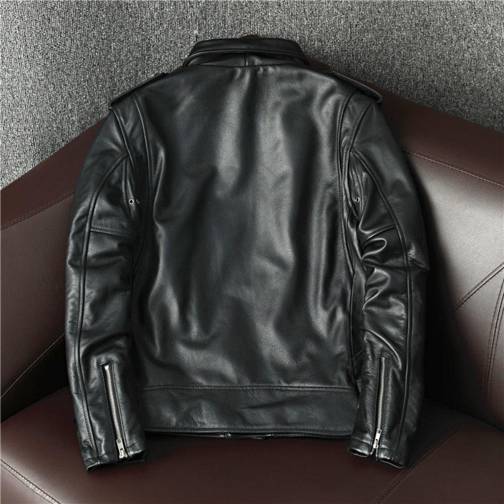 Locomotive Pure First-layer Cowhide Leather Jacket Men's Trend Youth Handsome Lapel Cycling Suit
