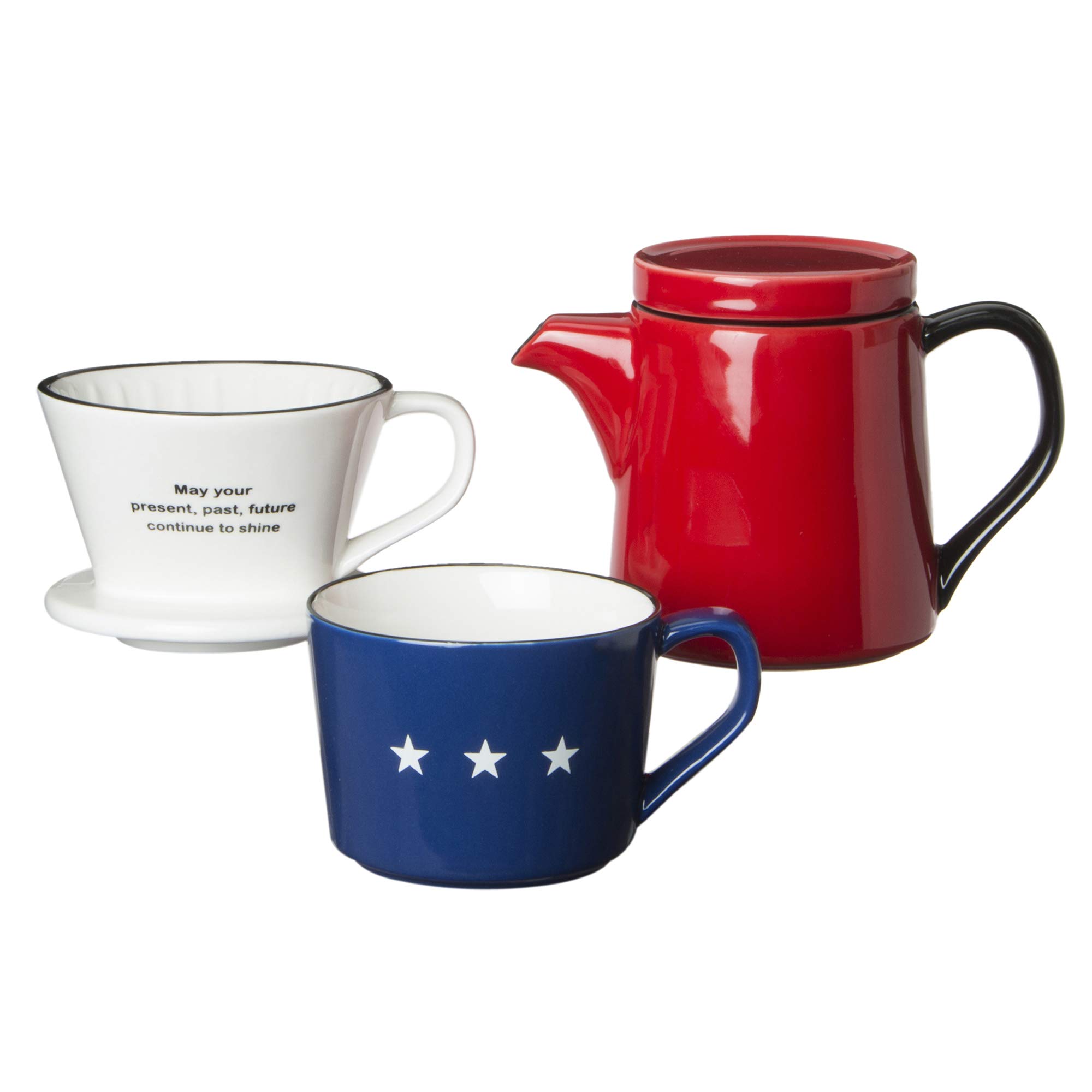 

Apex Heart Coffee Pot and Dripper Set with Mug, Enamel-Look Porcelain, TRILOGY TR-1387