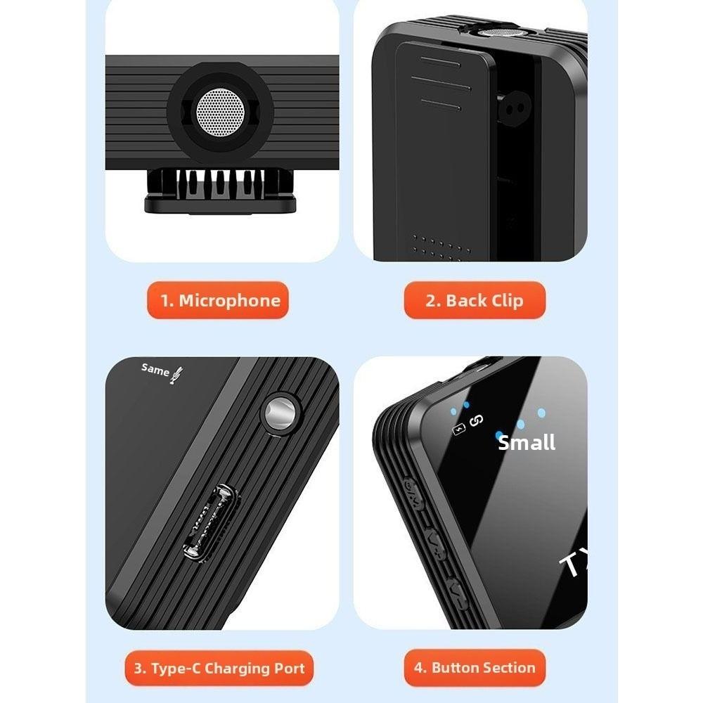 Mini Wireless Microphone Noise Cancellation Lapel Microphone Clip-On Microphone Travel