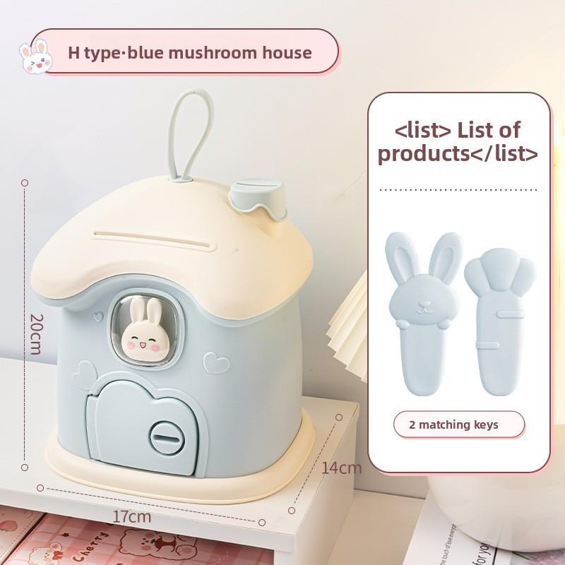 Mushroom House Piggy Bank For Kids With Diy Stickers And Durable Plastic Material