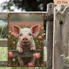 Metal Wall Art Pig Poster, Rustic Farmhouse Kitchen Decor 8x12 Inch