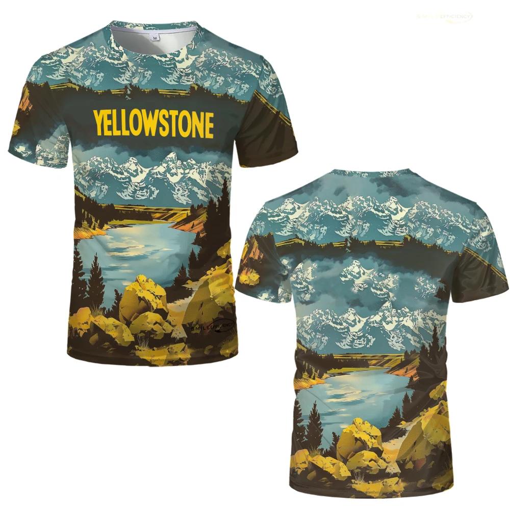 

Модные футболки высокого качества с 3D-принтом в стиле альпинизма, спортивные топы, трендовая хип-хоп повседневная футболка национального парка Йеллоустоун 6XL