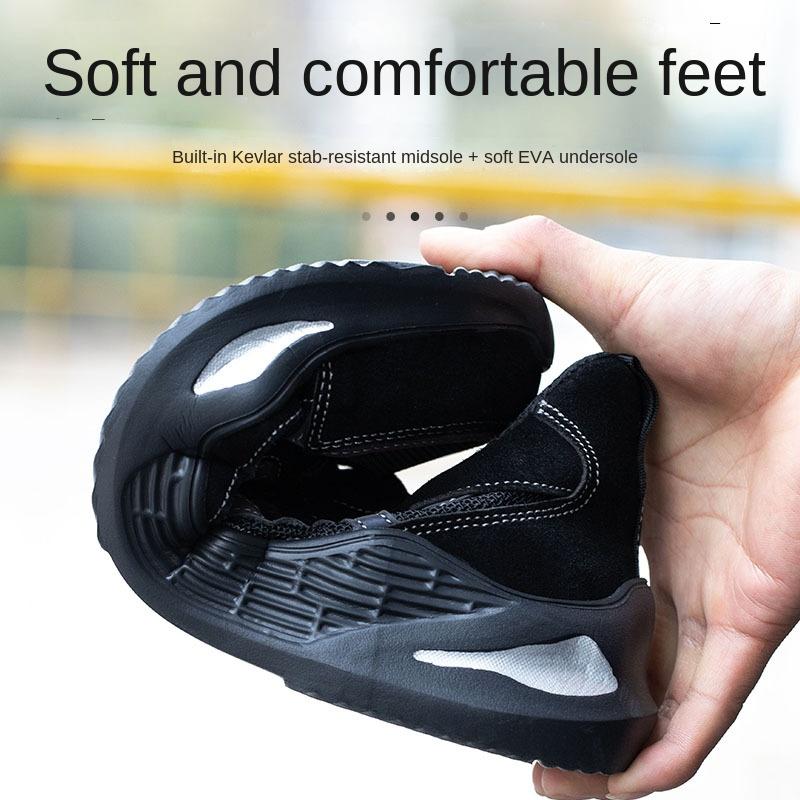 Labor Insurance Shoes Men's Steel Baotou Anti-smashing and Anti-puncture Fashion Work Shoes Wear-resistant Protective Safety Shoes